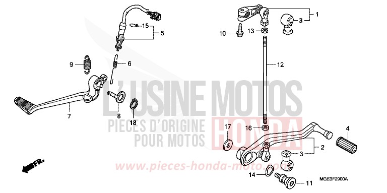 PEDALE de VFR1200F DCT CANDY PROMINENCE RED (R342) 2010